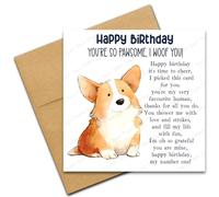 Happy Birthday Card from the Dog for Mum or Dad, You're So Pawsome I Woof You, Dog Lover Card with Poem Verse, Cartoon Doodle Corgi