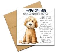 Happy Birthday Card from the Dog for Mum or Dad, You're So Pawsome I Woof You, Dog Lover Card with Poem Verse, Cartoon Doodle Cockapoo