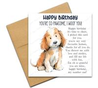 Happy Birthday Card from the Dog for Mum or Dad, You're So Pawsome I Woof You, Dog Lover Card with Poem Verse, Cartoon Doodle Cocker Spaniel