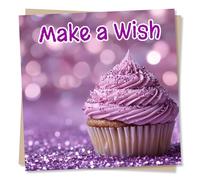 Happy Birthday Card - Make A Wish Cupcake Card - Celebration of Good Times - Special Beautiful Happy Birthday Wishes for Friend, Mom, Child, Sister, Daughter, Loved Ones