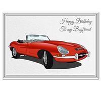 Happy Birthday Card - Men Boys all Ages - Unique Keepsake for him E-Type Jag car (Boyfriend Birthday Card)