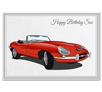 Happy Birthday Card - Men Boys all Ages - Unique Keepsake for him E-Type Jag car (Son Birthday Card)