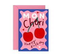Happy Birthday Card My Dear - “Mon Chéri” Romantic & Fun Greeting Card for Wife, Husband, Girlfriend, Boyfriend, Partner, Spouse, Son, Daughter, Family, Friends - French Way -Comes with Fun Stickers