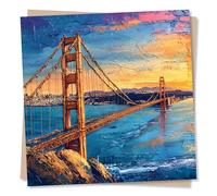 Happy Birthday Card or Good Luck or Well Wishes Card or Leaving Card - Beautiful Golden Gate Bridge - Los Angeles Lover - Stunning Scene - Blank Inside
