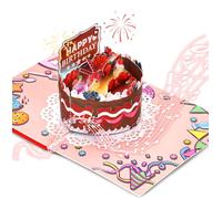 Happy Birthday Card, Pop Up Cream Cakes Birthday Card with Music and Light, Large 3D Pop up Birthday Cake Cards with Cards and Envelopes for Women Mom Wife Girl Sister Daughter