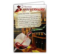 Happy Birthday Card Red Gloss with Small Detachable Card to put in a wallet La Codes des Wines de Bordeaux Borgogne Rhône Alsace Loire