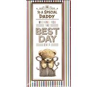 Happy Birthday Card - to A Special Daddy Best Day Ever - Bear Present Gold Foil Dad Father