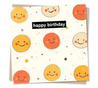 Happy Birthday Card with Smiley Faces - Beautiful Smiles - Playful and Humorous - Birthday Card For a Friend, Best Friend, Relative, Partner, Special Someone