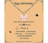 Happy Birthday Cards, 10/16/18/20/21/30/40/50/60/70 Birthday Card with Necklace Colorful Acrylic Butterfly Pendant Necklace for Women Girls Friend Friendship Birthday Gifts (20th birthday card)