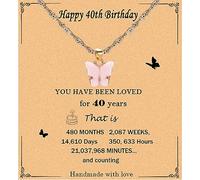 Happy Birthday Cards, 10/16/18/20/21/30/40/50/60/70 Birthday Card with Necklace Colorful Acrylic Butterfly Pendant Necklace for Women Girls Friend Friendship Birthday Gifts (40th birthday card)