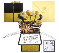Happy Birthday Cards For Son, 3D Pop Up Son Birthday Cards With Envelope And Blank Cards, Sons Birthday Gifts Personalised Pop-Up Gifts Ideas For Grandpa Stepfather From Mum Dad Brother