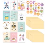 Happy Birthday Cards, Variety Set Assorted Birthday Notes, 24 Bulk Birthday Cards Sets with 24 Envelopes and 24 Stickers, for Birthdays, Thanksgiving, Christmas