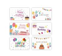 Happy Birthday Cards with Envelopes and Stickers,6Pcs Birthday Card Multipack with Balloons Cake Print Blank Inside Birthday Greeting Cards Gifts for Women Men Husband Wife Kids