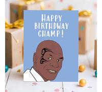 Happy Birthday Champ - Mike Tyson Boxing Legend Birthday Card - Funny Greeting Card for Fight Fans
