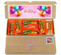 Happy Birthday Chocolate Gift Hamper, Letterbox Chocolate Selection Box of Fullsize Reese Peanut Butter Chocolate bars, ideal 13th 16th 18th 21st Birthday Gifts For her (Pink)