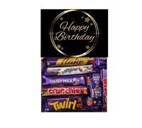 Happy Birthday Chocolate Gift Sweet Box Great Treat Box - Full Size Bars Hamper Present suitable for Vegetarian any birthday or milestone 13th, 16th, 18th, 21st, 30th, 40th, 50th, 60th