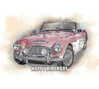 Happy Birthday Classic Austin Healey Sports Car Greeting Card 125mm x 178mm Including Envelope PT284