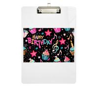 Happy Birthday Clipboards Cute Clipboard A4 Standard Size Clip Boards with Low Profile Metal Clip for Students, Women, Man 12.5 x 9 Inches