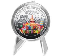 Happy Birthday Coin,Metal Souvenir Coin - Cake Lucky Coin, I You Many Years Full of Health Love and Happiness, Commemorative Coin For Friends