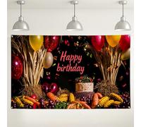 Happy Birthday Colorful Party Backdrop, Festive Balloon and Cake Theme Decorations, Ideal for Indoor/Outdoor Celebration Events, Fun Party Supplies for All Seasons 71x43 Inch