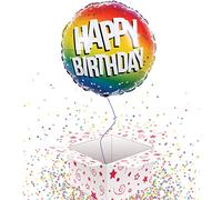 Happy Birthday Colourful Round Foil 45cm Helium Balloon - Inflated Balloon in a Box