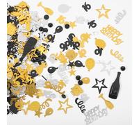 Happy Birthday Confetti,300Pcs 16th Birthday Colorful Table Confetti Decoration,Gold Silver Black Glitter Foil Star Sequins Happy Birthday Confetti Party Decorations