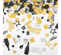Happy Birthday Confetti,300Pcs 18th Birthday Colorful Table Confetti Decoration,Gold Silver Black Glitter Foil Star Sequins Happy Birthday Confetti Party Decorations