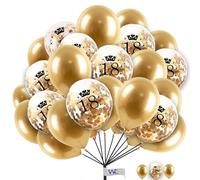 Happy Birthday Confetti Balloons 10-Inch Pearl Gold With 18th Age Confetti Set for Party Decorations Pack of 12