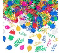 Happy Birthday Confetti, Colorful Table Confetti, Metallic Foil Sprinkles or DIY Multicolor Birthday Sequins Metallic, Suitable for Birth day Party, Baby Shower, DIY Arts and Crafts