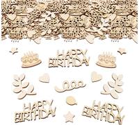 Happy Birthday Confetti Wooden Boho Kids Birthday Table Scatter Decorations for Baby Shower Gender Reveal Boys and Girls Table Confetti Party Decorations