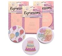 Happy Birthday Cookie Stamp - 3D Raised Birthday Fondant Stamp OUTboss Set with Balloons & Cake Designs - Baking Tools for Cookies, Cupcakes & Toppers - 3 Pcs