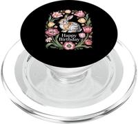 Happy Birthday Cottagecore Bunny Floral Wreath PopSockets PopGrip for MagSafe