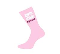 Happy Birthday Cousin Printed Design Ladies Pink Socks Great Birthday Gift