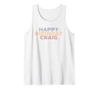 Happy Birthday Craig Personalized Name Retro Typography Tank Top