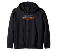 Happy Birthday Craig Personalized Name Retro Typography Zip Hoodie