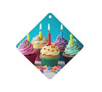 Happy Birthday Cupcakes Car Air Freshener Hanging, Long Lasting Scented Car Aromatherapy Tablets, Rhombus Fragrance Scented Cards for Vehicles, Bedroom, Wardrobe Black-style