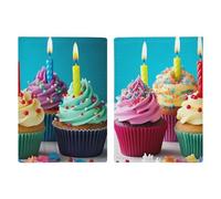 Happy Birthday Cupcakes Passport Holder with Card And Ticket Slot, PU Leather Passport Case Easy Access, Travel Essentials Document Organizer Waterproof Travel Wallet for Men Women