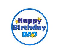 Happy Birthday DAD DADDY Premium Quality Edible Large 7.5 Inch Round Icing Cake Topper - Text can be Customizable - Make your Celebrations Memorable with Our Delightful Charming Cake Toppers D1