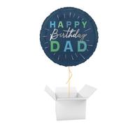 Happy Birthday Dad Round Foil Helium Balloon - Inflated Balloon in a Box