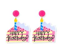Happy Birthday Dangle Earrings for Women Cute Funny Acrylic Sparkle Letter Cake Glitter Drop Earrings Celebration Birthday Holiday Party Jewelry Gifts, As shown in the picture, Metal, No Gemstone
