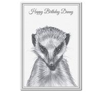 Happy Birthday Danny - Premium quality - Birthday card with name supplied pre-printed - Superior printing of a Meerkat - Unique design - Exclusive Elegant Special