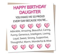 Happy Birthday Daughter Card - Meaningful Greeting With Loving Verse - Special Design From Parents - Made in UK