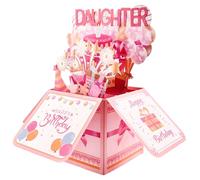 Happy Birthday Daughter Pop-Up Card,Personalised 3D Pop Up Birthday Card,with Envelope Creative Gift, Parents Given to Daughter Birthday Party Decoration Keepsake