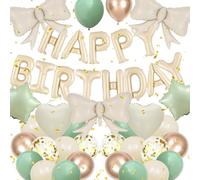 Happy Birthday Decorations with Bow Balloons for Birthday Room Decor House Decor For Wedding Anniversary Graduation Party Decorations Supplies (Sage Green)