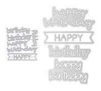 Happy Birthday Die Cuts for Card Making, Words Metal Cutting Dies for Paper Scrapbooking, DIY Stencils for Album Party Wedding Festivals Decoration, KDQ1419