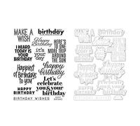 Happy Birthday Dies and Stamp Sets for Card Making Make a wishes,Happines of Birthdays to You Words Metal Cutting Dies Match Clear Rubber Seal Stamp Sets for DIY Scrapbooking Paper Crafting Arts Craft