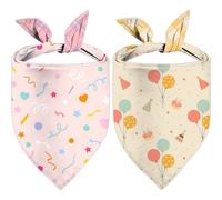 Happy Birthday Dog Bandanas, Adjustable Birthday Party Pet Decorations 2 Pack Triangle Bibs Cat Scarf Set