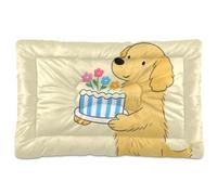 Happy Birthday Dog Yellow Washable Dog Beds Crate Pad Soft Comfortable Anti-Slip Bottom Dogs Crate Mat for Large Jumbo Medium Small Dogs 36" x 24"