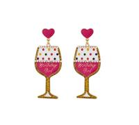 Happy Birthday Earrings Statement Cake Dangle Earrings Champagne Bottle Earrings for Women, Alloy Steel, No Gemstone
