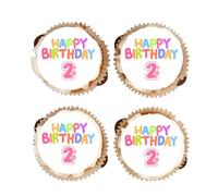 Happy Birthday Edible Cupcake Toppers - Girls Ages 1-9 - Vanilla Flavoured Icing Cupcake Decoration - 2 Sizes To Choose From (15 x 50mm, 2)